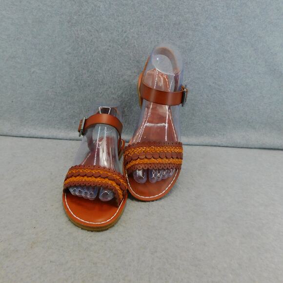 MIA Womens Casual Leather Vienna Woven Flat Ankle Strap Sandals - Brown Size 6 - Picture 4 of 10